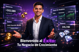 Joven emprendedor colombiano en entorno tecnológico oscuro con paneles holográficos, mostrando estrategia expansión Chamet LATAM; imagen optimizada para chamet agency.